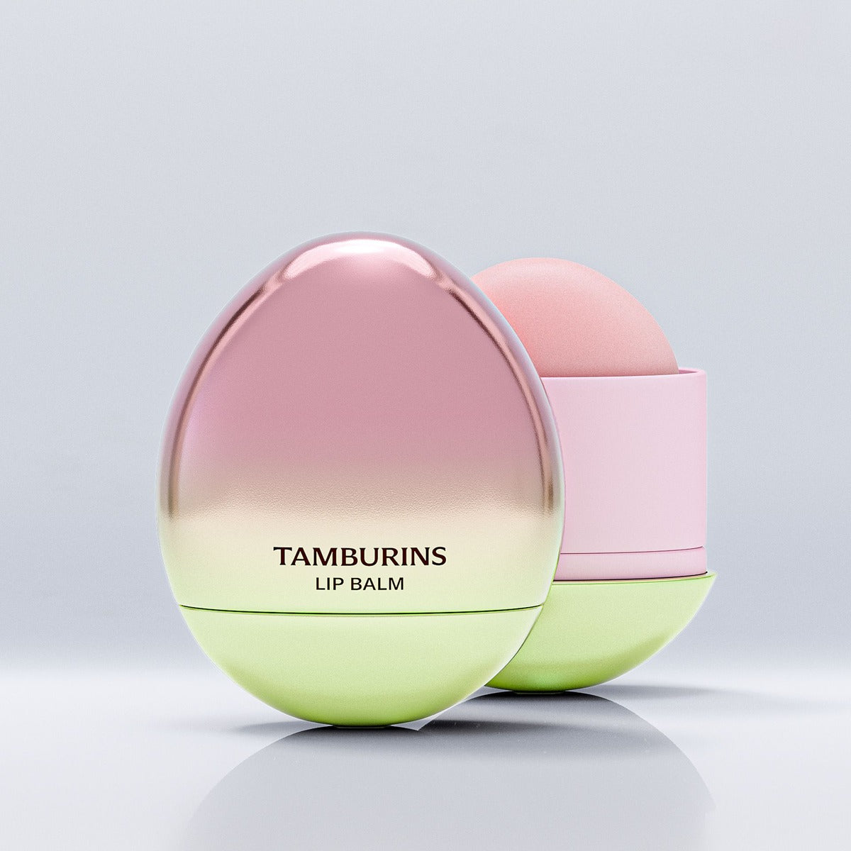 TAMBURINS Egg Lip Balm Rose Woody Glow 5g in its egg-shaped case
